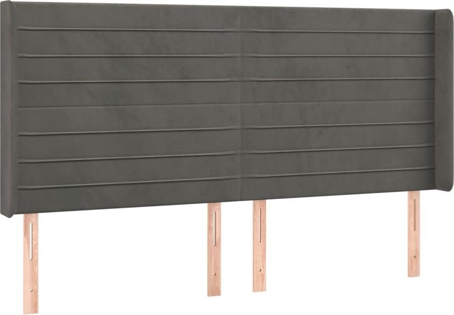 VidaXL Hoofdbord met randen 163x16x118 128 cm Fluweel Donkergrijs Hoofd Bord Hoofdkussen Velvet Grijs Tweepersoonsbed Stapelbed Boxspring Bed Accessoires Slaapkamers - Foto 2
