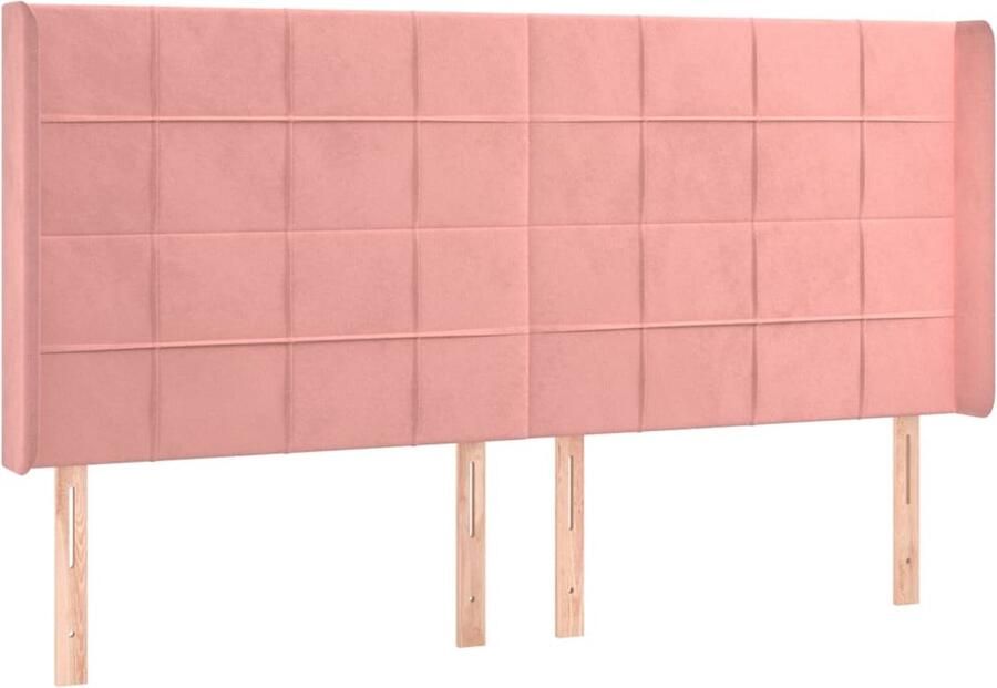 VidaXL Hoofdbord 163x16x118 128 cm Fluweel Roze Hoofd Bord Hoofdkussen Beddecoratie Velvet Roze Lariksshout Slaapkamervloer - Foto 2