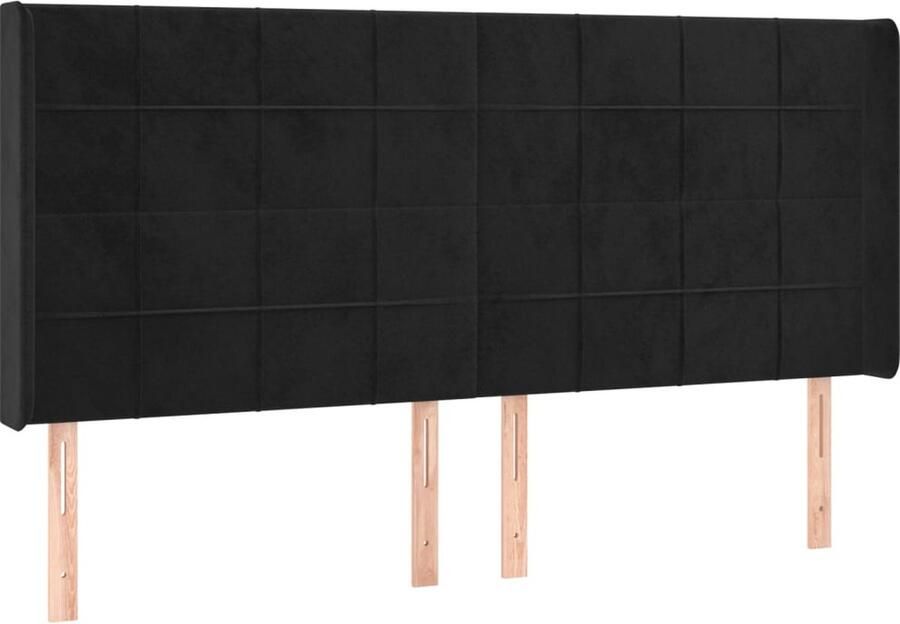 VidaXL Hoofdbord met randen 183x16x118 128 cm fluweel zwart - Foto 2