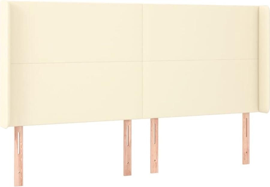 VidaXL Hoofdbord met randen 183x16x118 128 cm kunstleer crèmekleurig