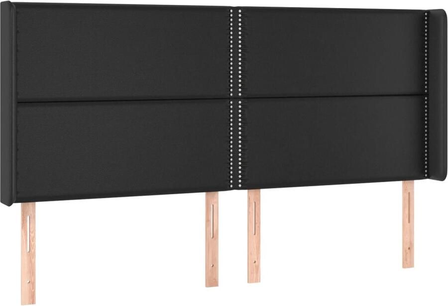 VidaXL Hoofdbord met randen 183x16x118 128 cm kunstleer zwart - Foto 2