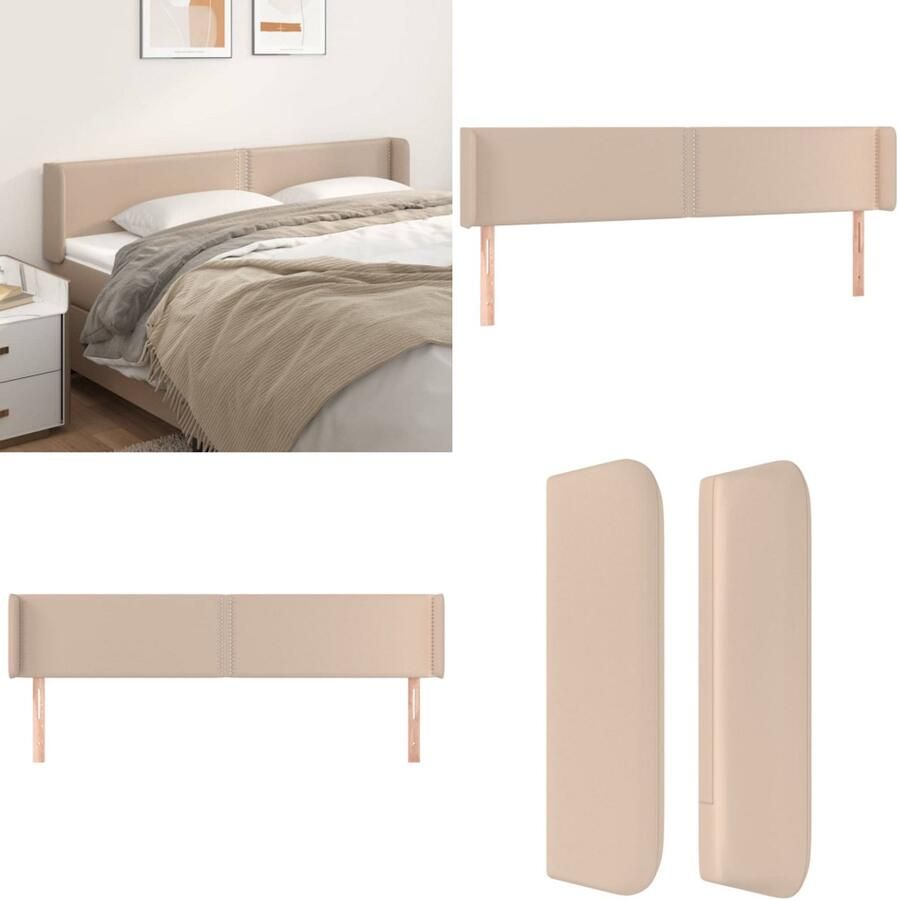 VidaXL Hoofdbord met randen 183x16x78 88 cm kunstleer cappuccinokleur Hoofdbord Hoofdborden Hoofdeinde Houten Hoofdbord
