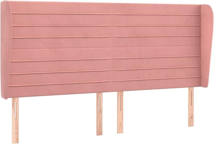 VidaXL Hoofdbord met randen 183x23x118 128 cm fluweel roze - Foto 2