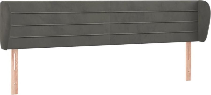 VidaXL Hoofdbord met randen 183x23x78 88 cm fluweel donkergrijs - Foto 2