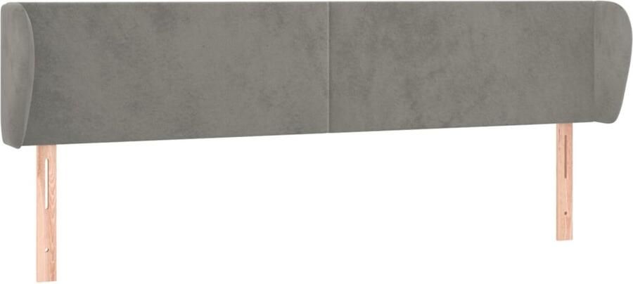 VidaXL Hoofdbord met randen 183x23x78 88 cm fluweel lichtgrijs - Foto 2