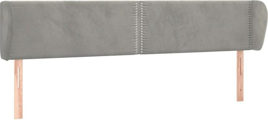 VidaXL Hoofdbord met randen 183x23x78 88 cm fluweel lichtgrijs - Foto 2