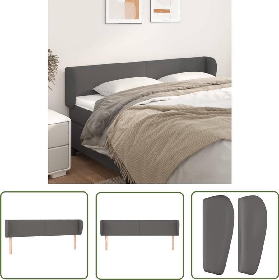 VidaXL Hoofdbord met randen 183x78 cm Kunstleer Grijs Hoofd Bord Hoofdbord Classic Bedhoofdbord Klassiek Hoofdbord Grijze Hoofdbord Lederlook Hoofdbord Adjustable Headboard
