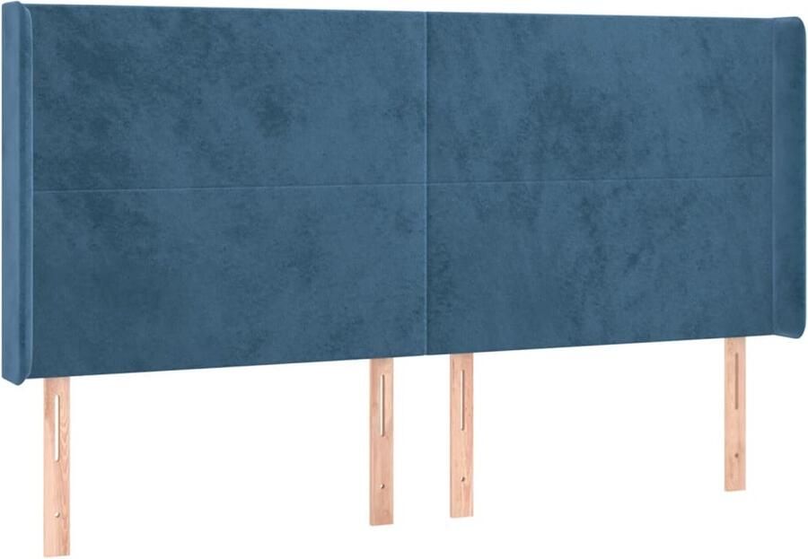 VidaXL Hoofdbord met randen 203x16x118 128 cm fluweel donkerblauw