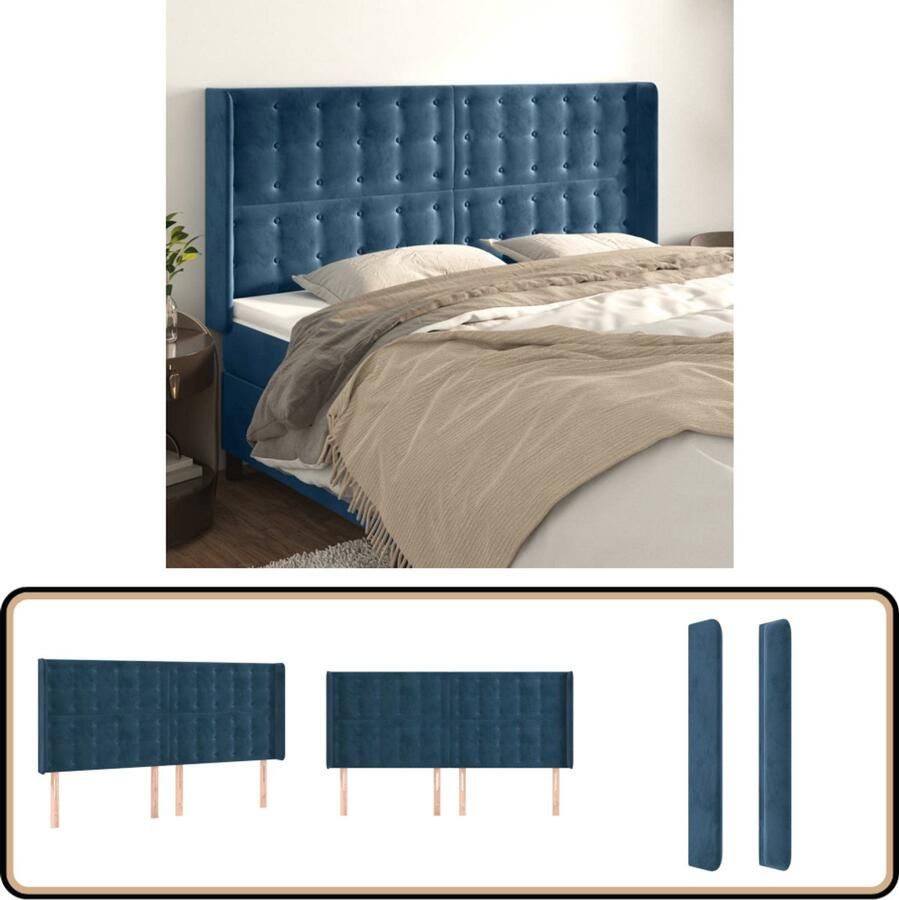 VidaXL Hoofdbord met randen 203x16x118 128 cm Fluweel Hoofd Bord Hoofdkussen Beddecoratie Slaap Accessoires Velvet