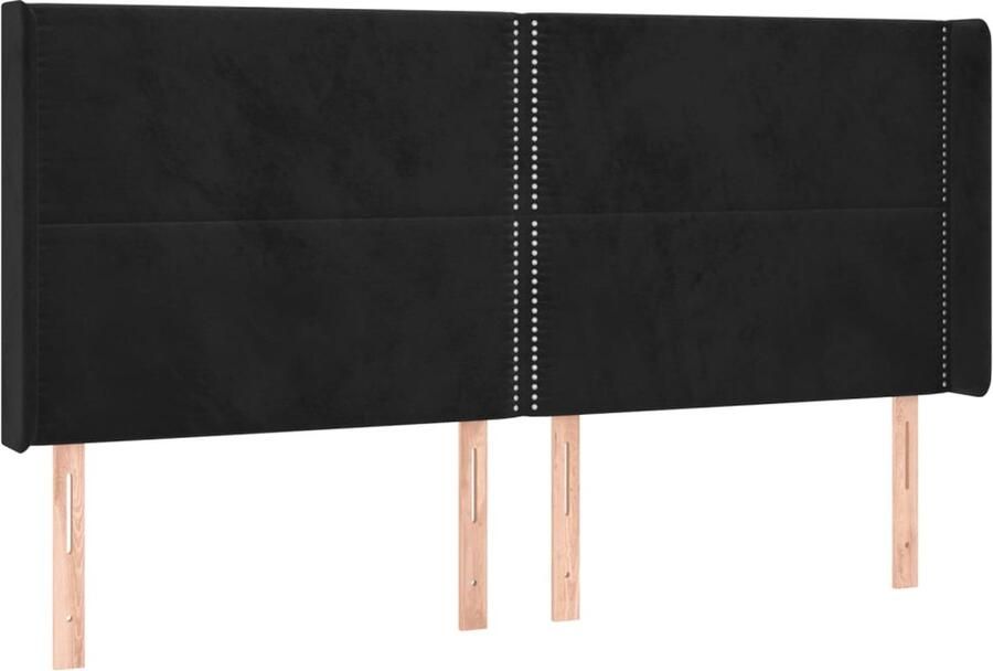 VidaXL Hoofdbord met randen 203x16x118 128 cm fluweel zwart