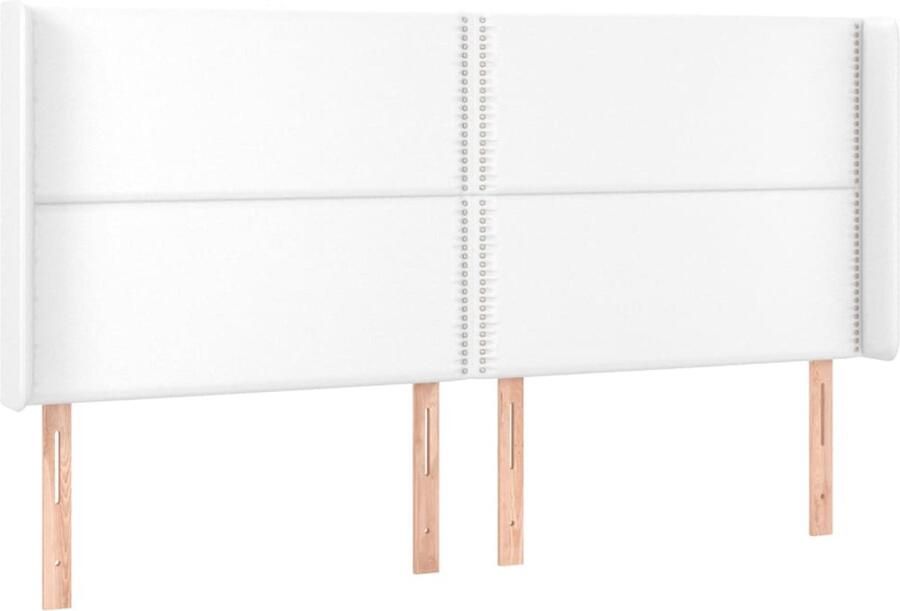 VidaXL Hoofdbord met randen 203x16x118 128 cm kunstleer wit