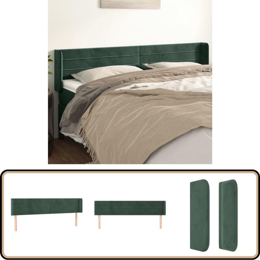 VidaXL Hoofdbord met Randen 203x16x78 88 cm Fluweel Donkergroen Klassieke Hoofdbord Kopen Velvet Hoofdbord Donkere Groene Hoofdbord Beddecoratie Slaapkamers
