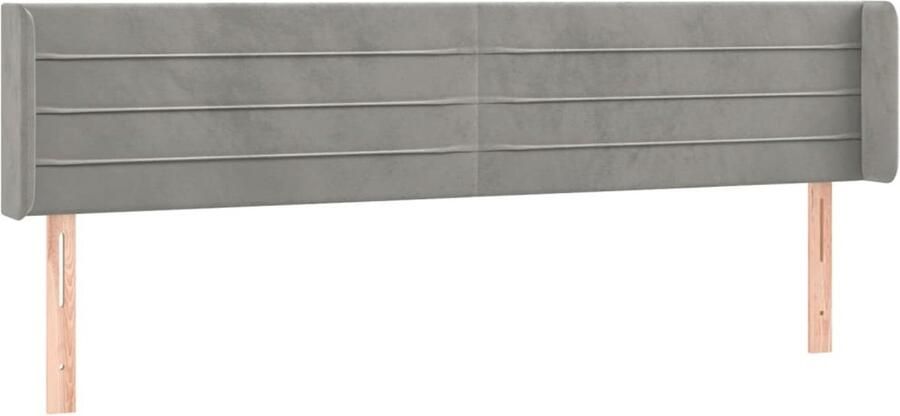 VidaXL Hoofdbord met randen 203x16x78 88 cm fluweel lichtgrijs - Foto 2