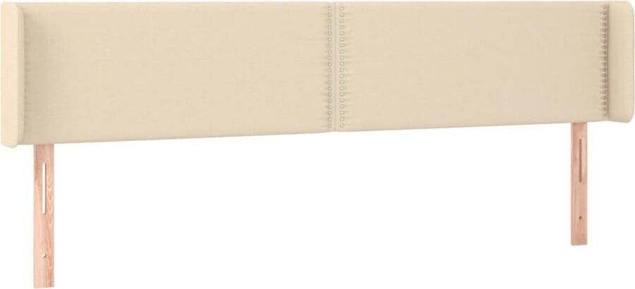 VidaXL Hoofdbord met randen 203x16x78 88 cm stof crÃ¨mekleurig - Foto 2