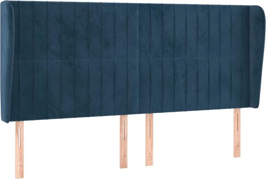VidaXL Hoofdbord met randen 203x23x118 128 cm fluweel donkerblauw