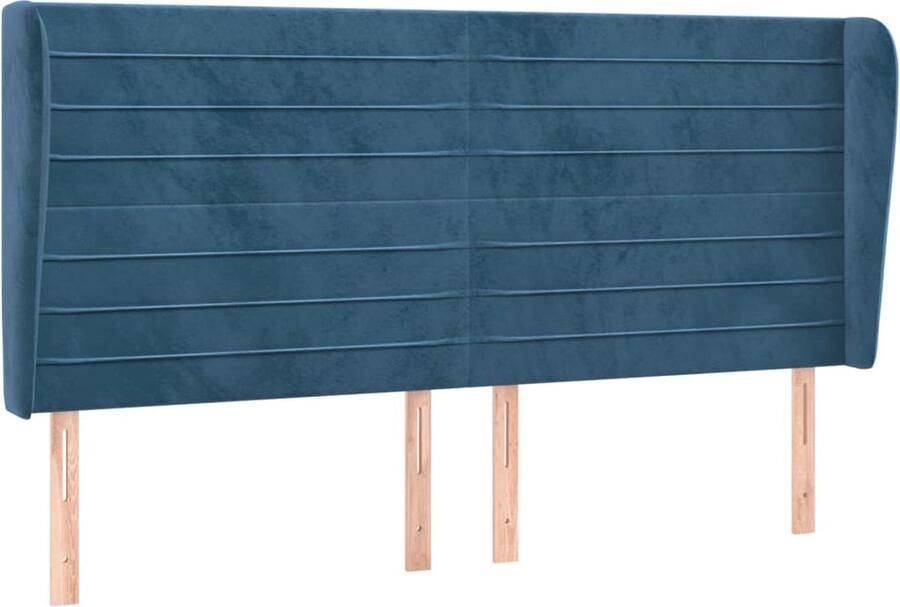 VidaXL Hoofdbord met randen 183x23x118 128 cm fluweel donkerblauw