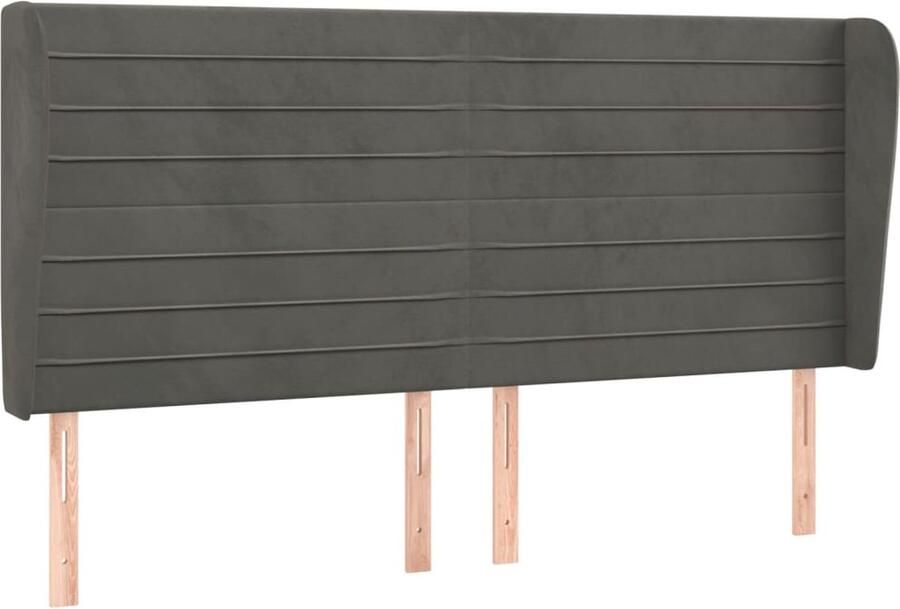 VidaXL Stijlvol donkergrijs hoofdbord fluweel en hout Hoofd Bord Hoofdkussen Velvet Grijs Beddengoed - Foto 2