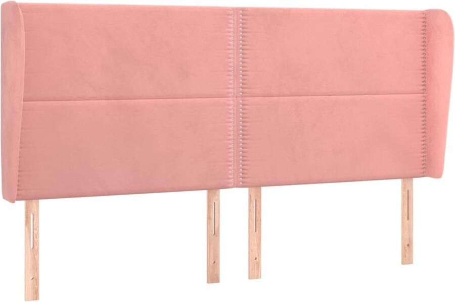 VidaXL Hoofdbord met randen 203x23x118 128 cm fluweel roze - Foto 2