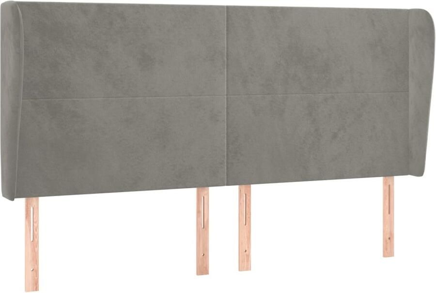 VidaXL Hoofdbord met randen 203x23x118 128 cm Grijs Hoofd Bord Hoofdkussen Bedding Slaap Accessoires Klassiek Interieur Luxe Bedding Velvet Grijs - Foto 2