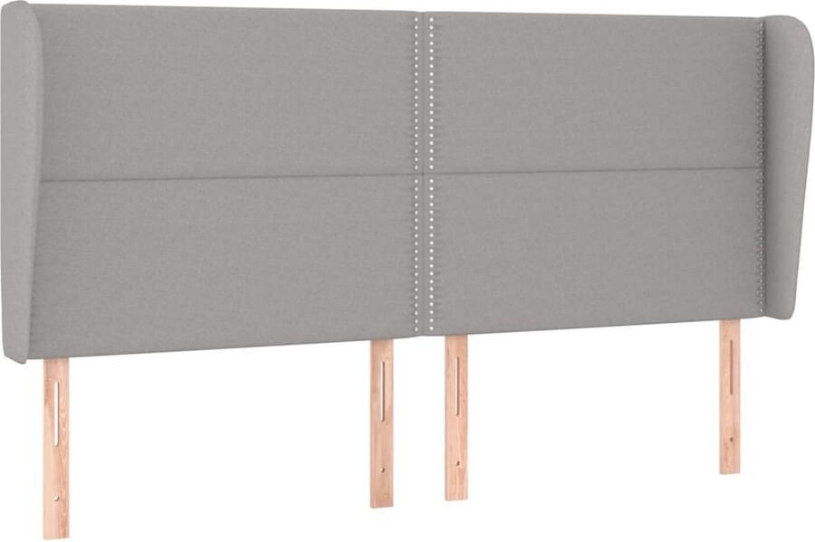 VidaXL Hoofdbord met randen 203x23x118 128 cm stof lichtgrijs