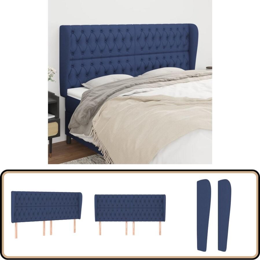 VidaXL Hoofdbord Stof 183x23x118 128 cm Blauw Klassieke Hoofdbord Blauw Bedhoofd Stoffen Hoofdbord Comfortabele Hoofdbord Adjustable Hoofdbord Bedroom Decor