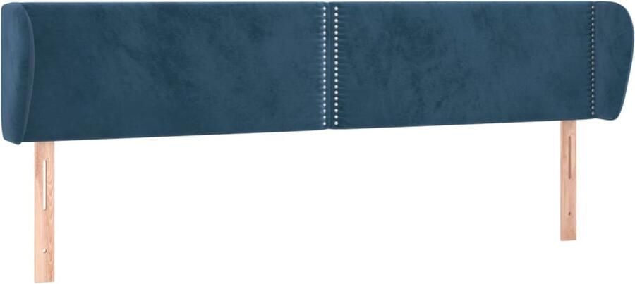 VidaXL Hoofdbord met randen 163x23x78 88 cm fluweel donkerblauw - Foto 2
