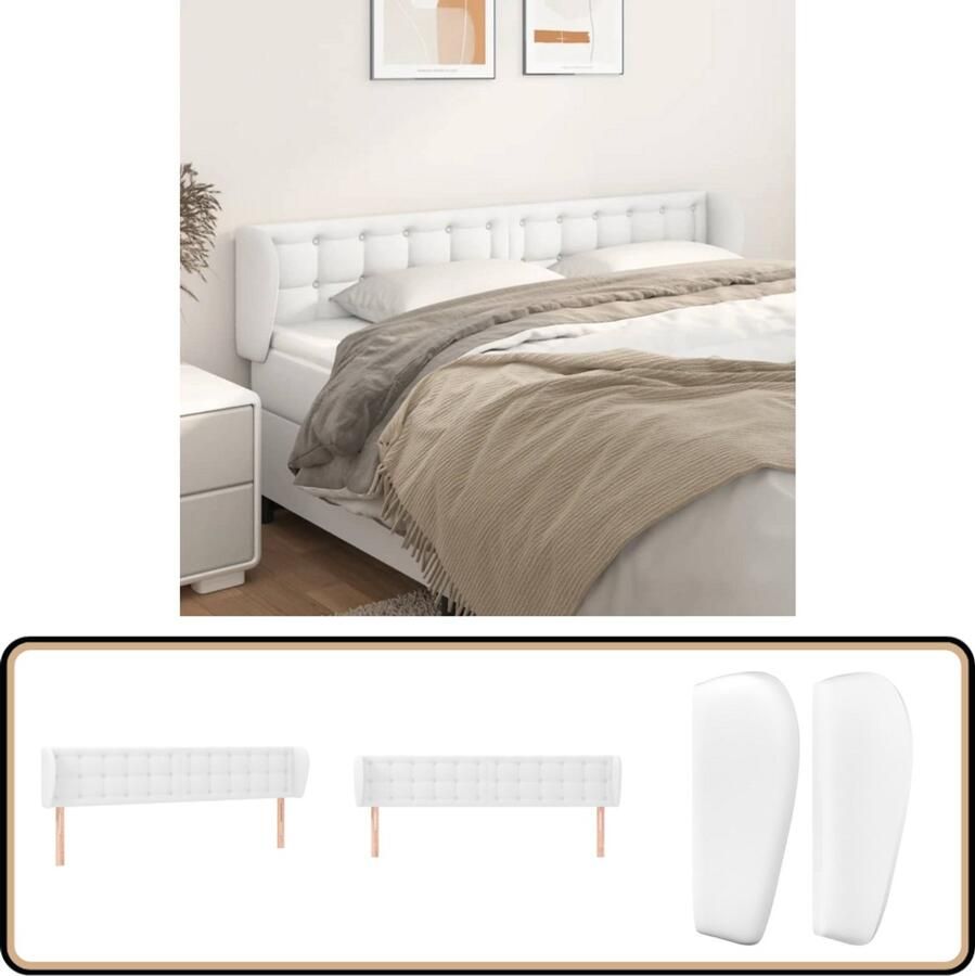 VidaXL Hoofdbord met Randen 203x23x78 88 cm Wit Hoofd Bord Hoofdbord Wit Kunstleder Hoofdbord Bed Hoofdbord Comfortabel Hoofdbord Adjustable Hoofdbord Stapelbed Hoofdbord