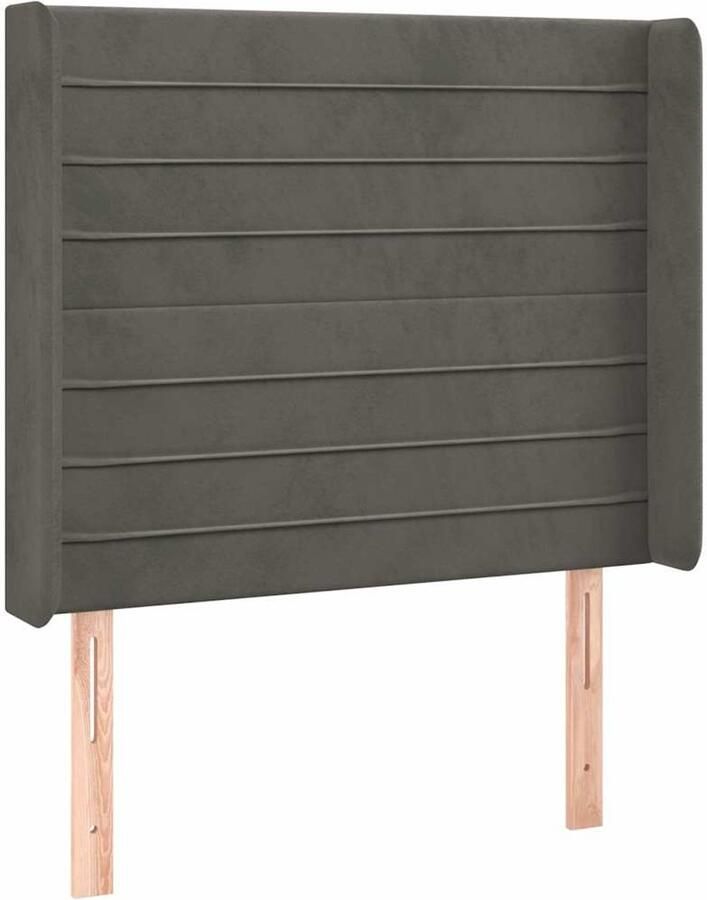 VidaXL Hoofdbord met randen 83x16x118 128 cm fluweel donkergrijs - Foto 4