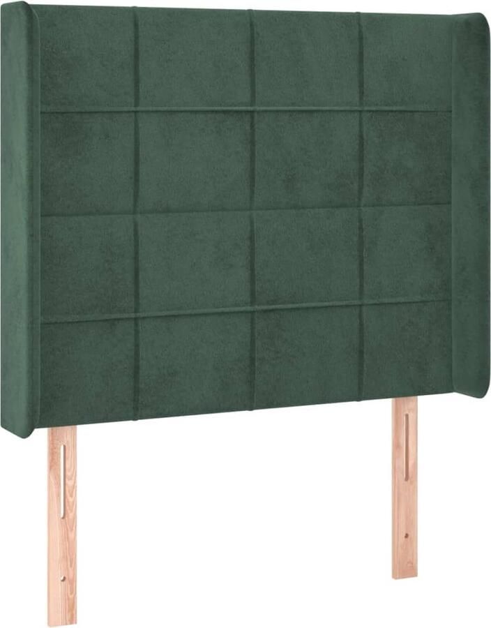 VidaXL Hoofdbord met randen 83x16x118 128 cm fluweel groen