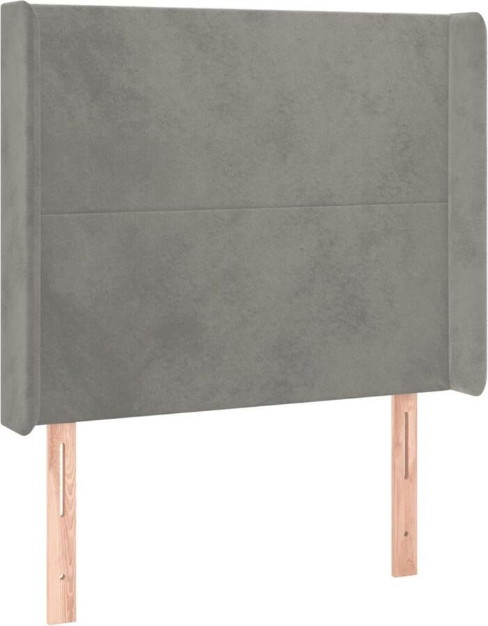 VidaXL Hoofdbord met randen 83x16x118 128 cm fluweel lichtgrijs - Foto 2