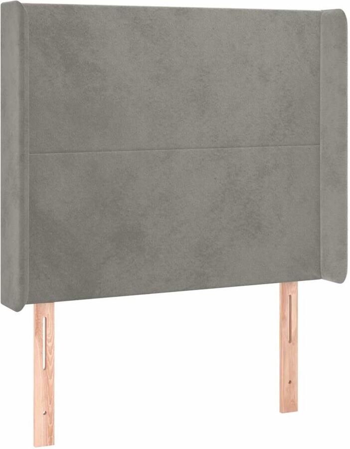 VidaXL Hoofdbord met randen 93x16x118 128 cm fluweel lichtgrijs - Foto 4