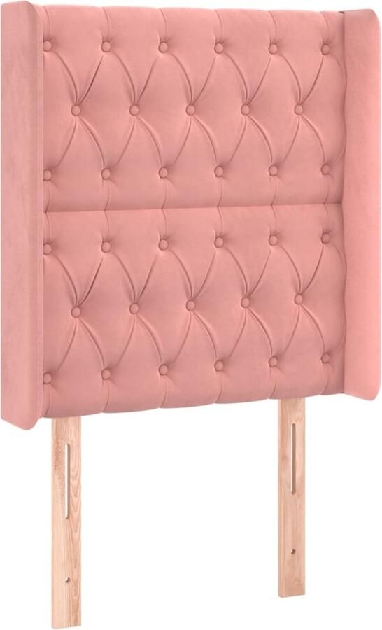 VidaXL Hoofdbord met randen 83x16x118 128 cm fluweel roze - Foto 3