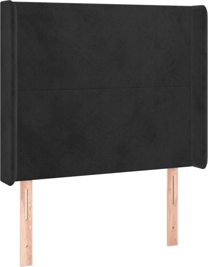 VidaXL Hoofdbord met randen 83x16x118 128 cm fluweel zwart