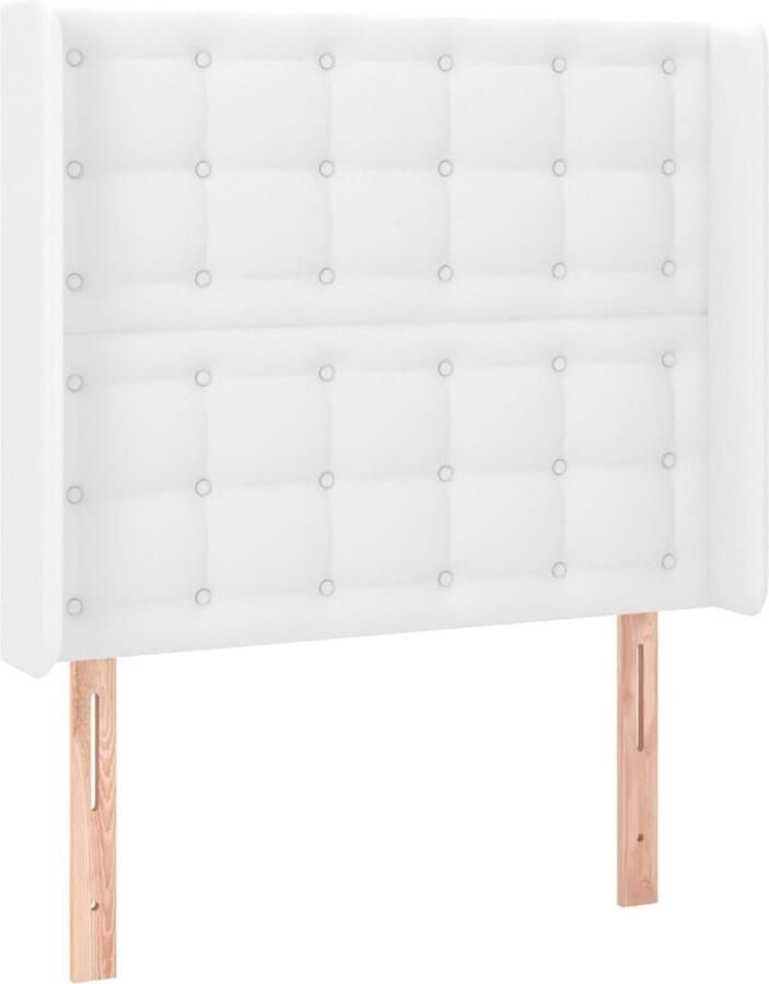 VidaXL Hoofdbord met randen 93x16x118 128 cm kunstleer wit - Foto 2