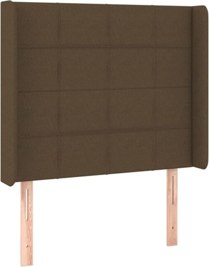 VidaXL Hoofdbord met randen 83x16x118 128 cm stof donkerbruin - Foto 3