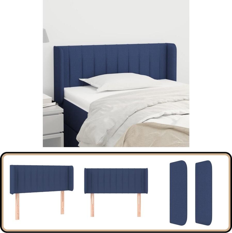 VidaXL Hoofdbord met randen 83x16x78 88 cm Blauw Hoofd Bord Hoofdkussen Beddecoratie Slaap Accessoires Blauwe Kamer