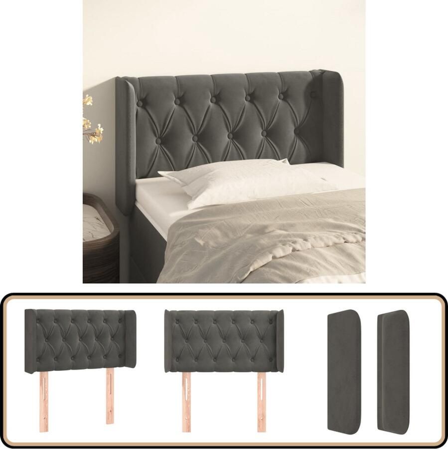 VidaXL Hoofdbord met randen 83x16x78 88 cm Fluweel Hoofd Bord Hoofdkussen Beddecoratie Luxe Bed Velvet Bedhead