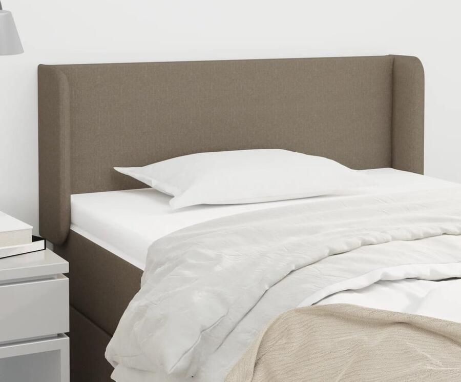 VidaXL Hoofdbord met randen 83x16x78 88 cm Taupe Hoofd Bord Bed Decoratie Hoofdeinde Slaap Kamer Meubels Stoffen Hoofdbord Taupe - Foto 2