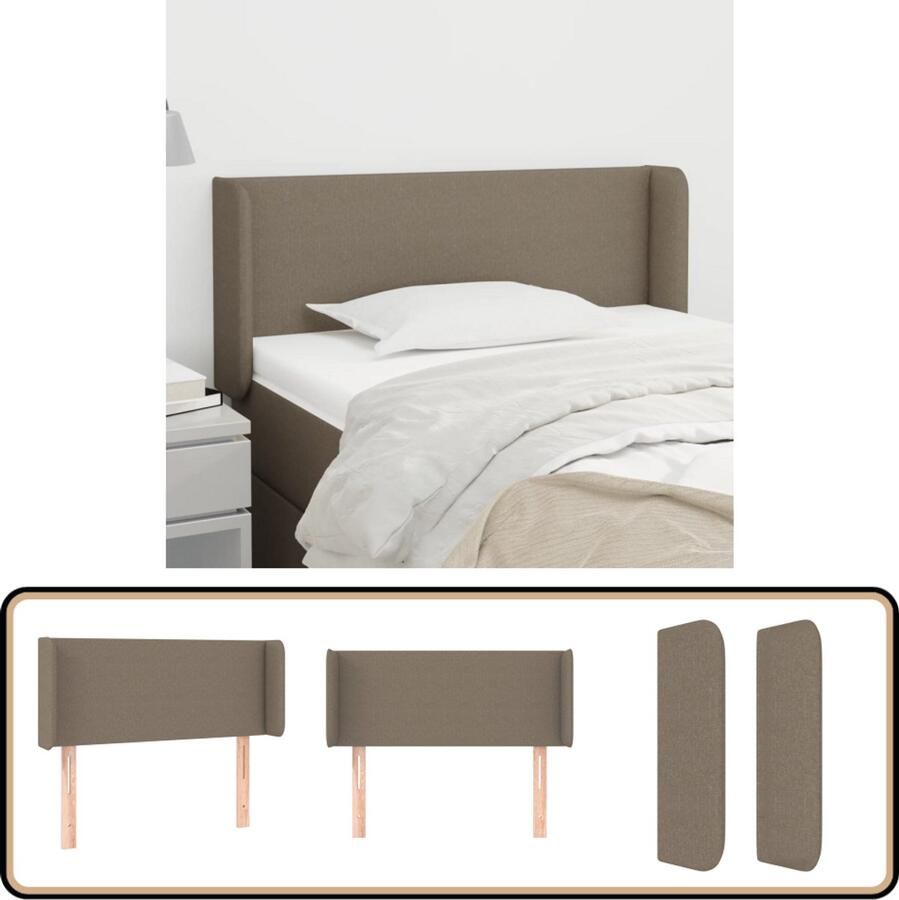 VidaXL Hoofdbord met randen 83x16x78 88 cm Taupe Hoofd Bord Bed Decoratie Hoofdeinde Slaap Kamer Meubels Stoffen Hoofdbord Taupe