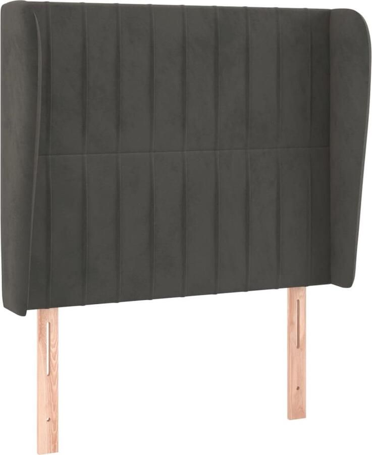 VidaXL Hoofdbord met randen 83x23x118 128 cm fluweel donkergrijs