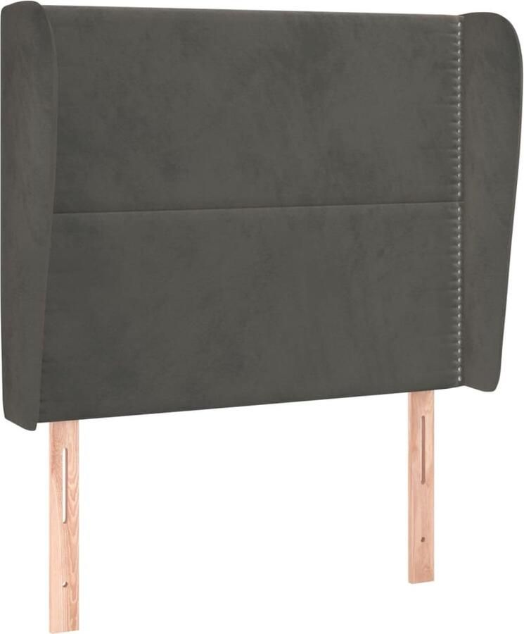 VidaXL Hoofdbord met randen 83x23x118 128 cm fluweel donkergrijs