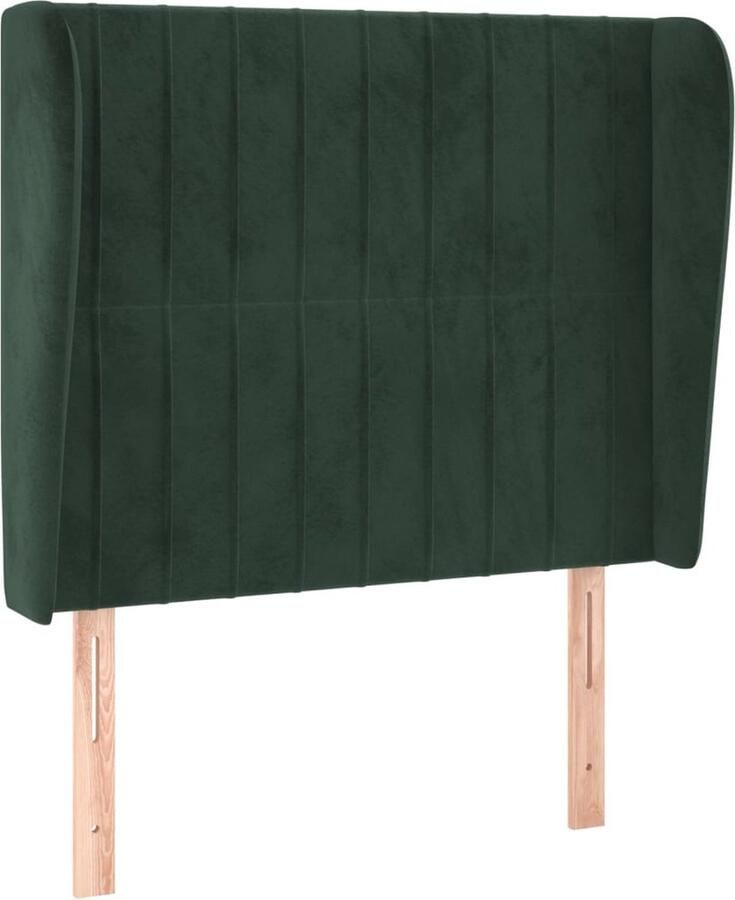 VidaXL Hoofdbord met randen 103x23x118 128 cm fluweel donkergroen