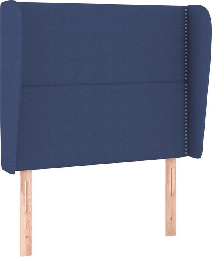 VidaXL Hoofdbord met randen 103x23x118 128 cm stof blauw - Foto 2