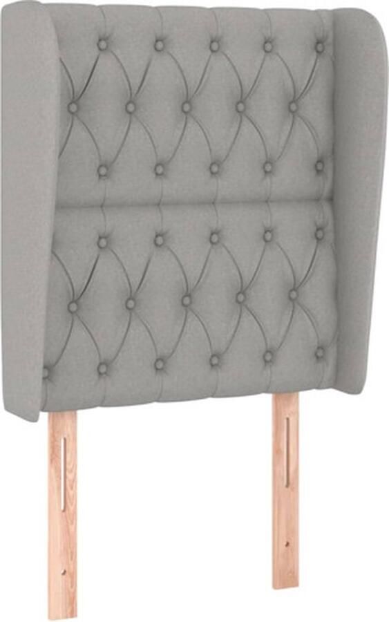 VidaXL Hoofdbord met randen 83x23x118 128 cm stof lichtgrijs - Foto 4