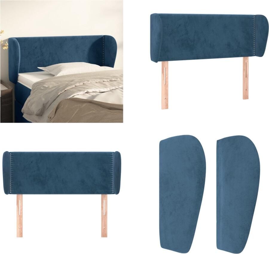 VidaXL Hoofdbord met randen 83x23x78 88 cm fluweel donkerblauw Hoofdbord Hoofdborden Hoofdeinde Houten Hoofdbord