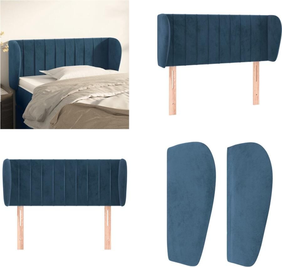 VidaXL Hoofdbord met randen 83x23x78 88 cm fluweel donkerblauw Hoofdbord Hoofdborden Hoofdeinde Houten Hoofdbord