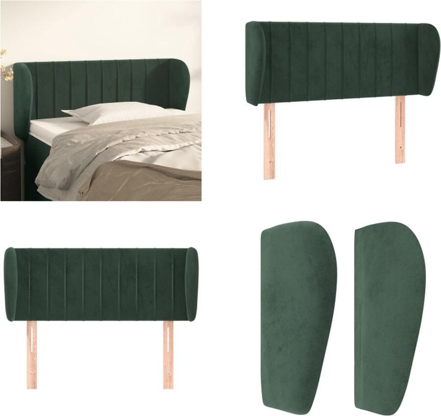 VidaXL Hoofdbord met randen 83x23x78 88 cm fluweel donkergroen Hoofdbord Hoofdborden Hoofdeinde Houten Hoofdbord