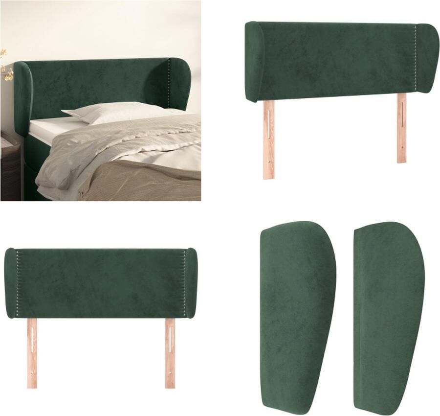 VidaXL Hoofdbord met randen 83x23x78 88 cm fluweel donkergroen Hoofdbord Hoofdborden Hoofdeinde Houten Hoofdbord