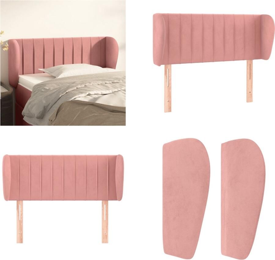 VidaXL Hoofdbord met randen 83x23x78 88 cm fluweel roze Hoofdbord Hoofdborden Hoofdeinde Houten Hoofdbord