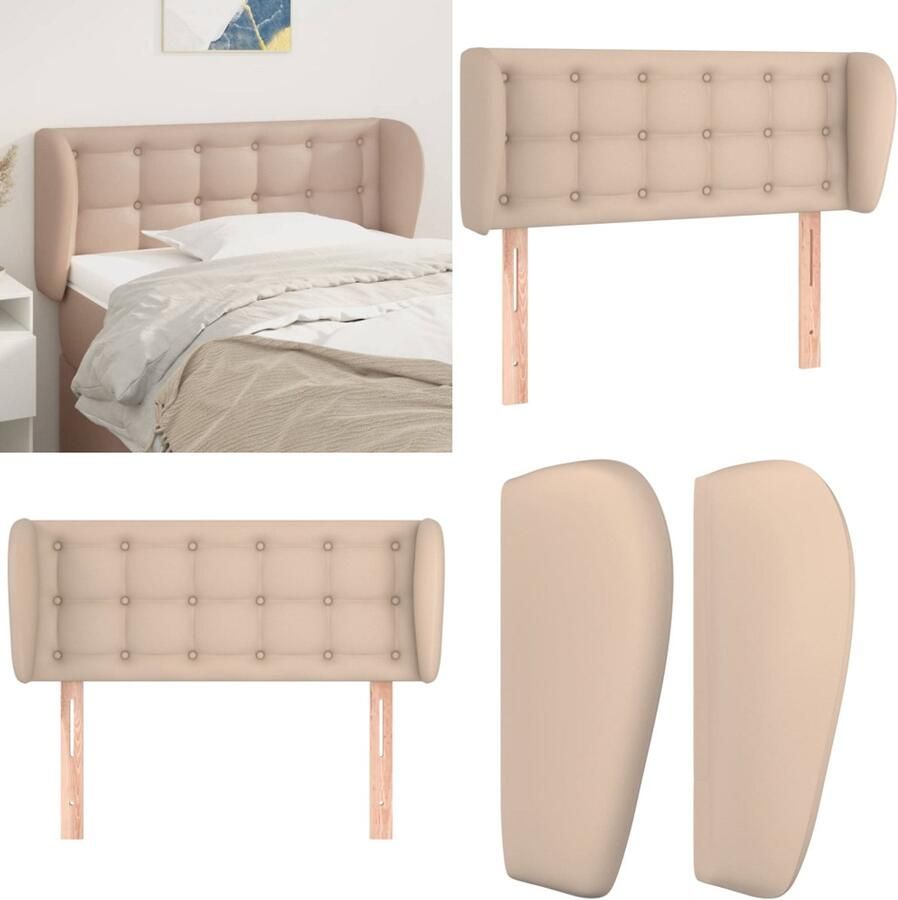 VidaXL Hoofdbord met randen 83x23x78 88 cm kunstleer cappuccinokleur Hoofdbord Hoofdborden Hoofdeinde Houten Hoofdbord